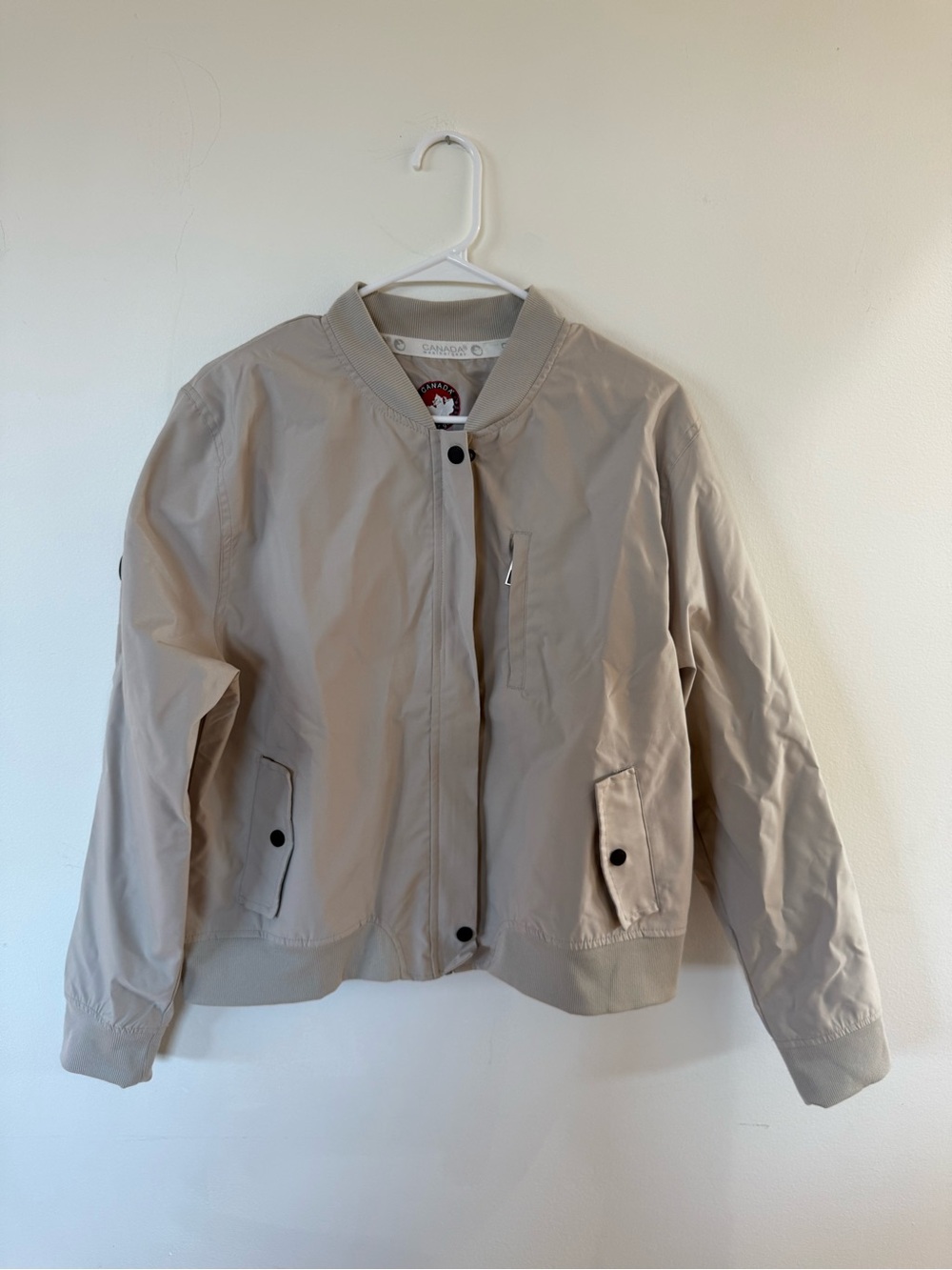 Women's Light Beige Bomber Jacket - Classic Casual Layer